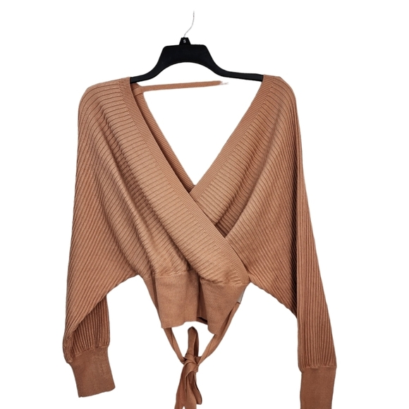 Love Tree Women's Mauve Long Sleeve Tie Waist Wrap Sweater - Picture 1 of 7
